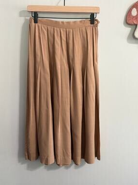 Vintage Jonquil Rayon Pleated Midi Skirt  High-Waisted Dark Academia Size 4